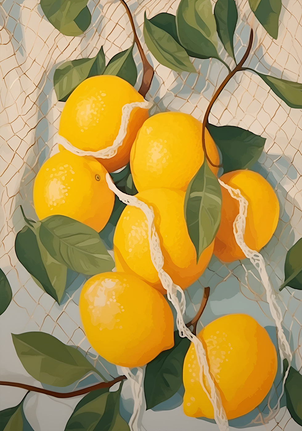 Fresh Lemons in Netting, Citrus Fruit Plakat - Posterbox.dk
