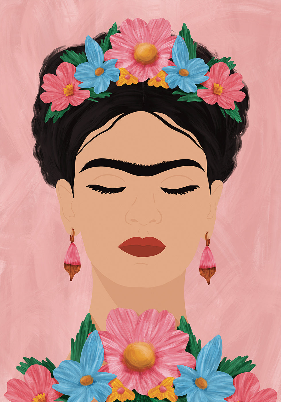 Frida Kahlo floral portrait Plakat - Posterbox.dk