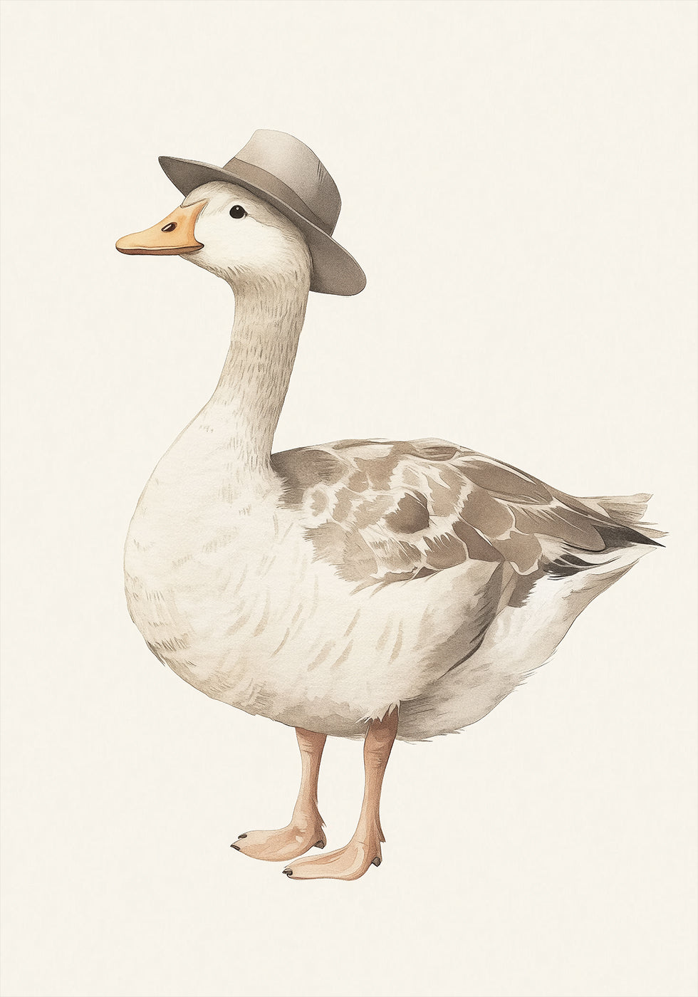 Gentleman Goose, Fedora Hat, Whimsical Bird Plakat - Posterbox.dk