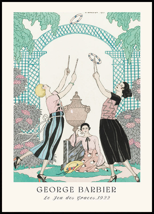 George Barbier Fashion Illustration 1920s Garden Party Plakat - Posterbox.dk