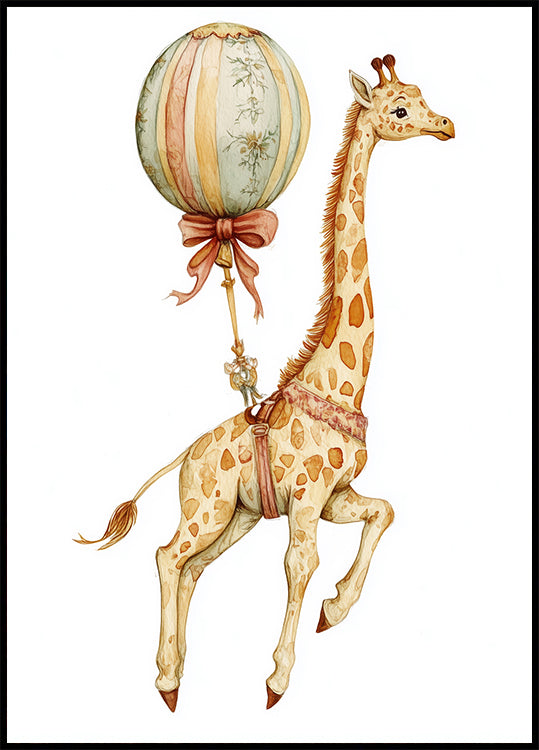 Giraffe and Balloon Plakat - Posterbox.dk