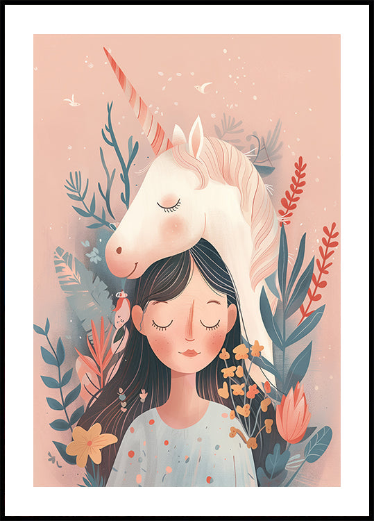 Girl and Unicorn Plakat - Posterbox.dk