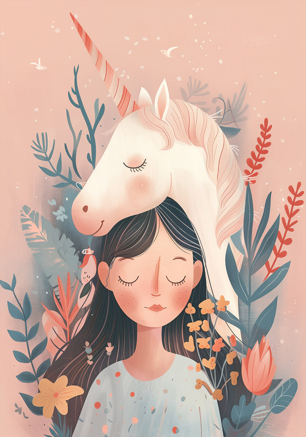 Girl and Unicorn Plakat - Posterbox.dk