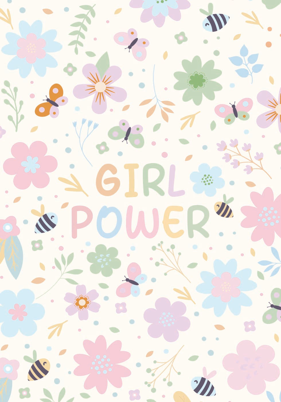 Girl Power Floral Pastel Plakat - Posterbox.dk