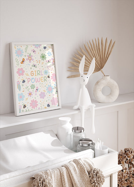 Girl Power Floral Pastel Plakat - Posterbox.dk
