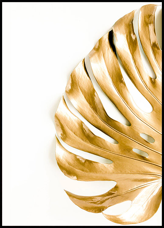 Gold Monstera Leaf Plakat - Posterbox.dk