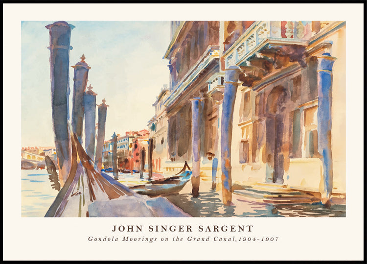 Gondola Moorings Venice Grand Canal, John Singer Sargent 1904–1907 Plakat - Posterbox.dk