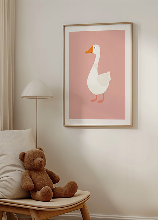 Goose On Pink Plakat - Posterbox.dk