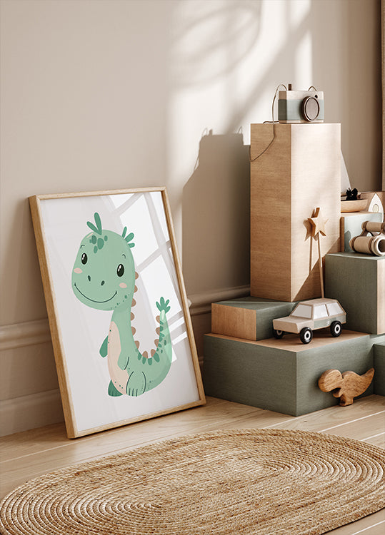 Green Dinosaur Plakat - Posterbox.dk