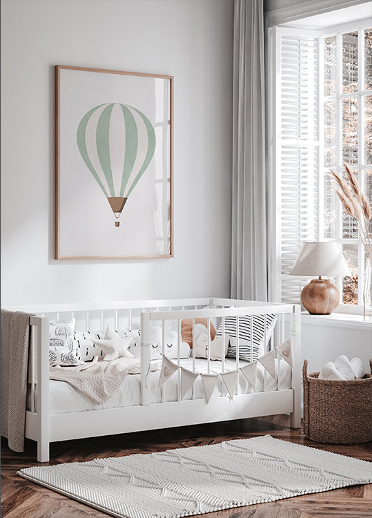 Green Hot Air Balloon Plakat - Posterbox.dk