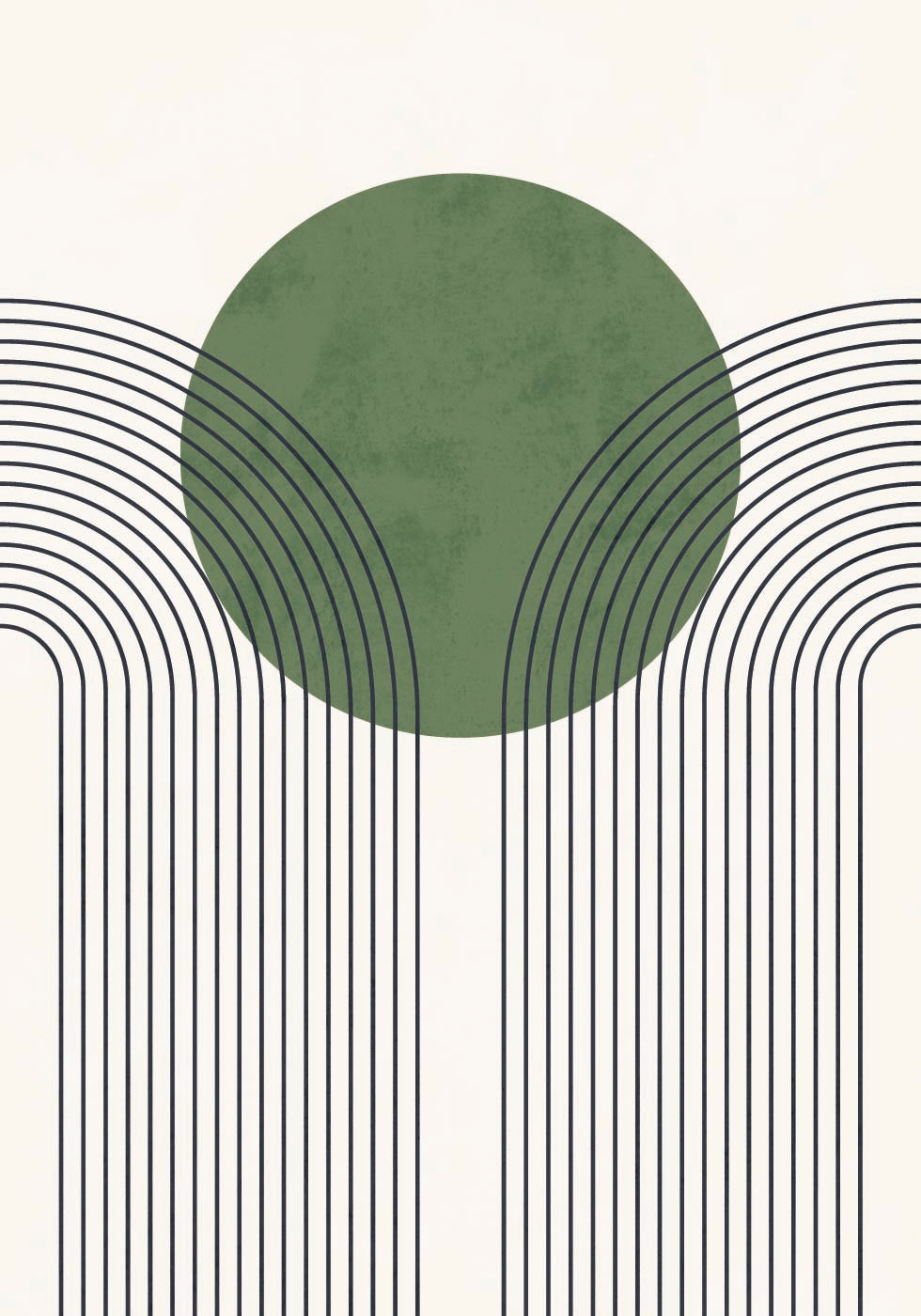 Green Orbit, Minimalist Line and Circle Abstract Plakat - Posterbox.dk