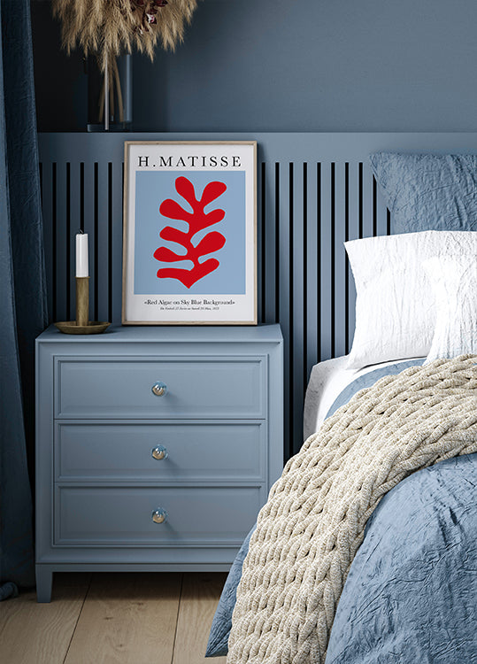 H.Matisse Red Algae on Sky Blue Background Plakat - Posterbox.dk
