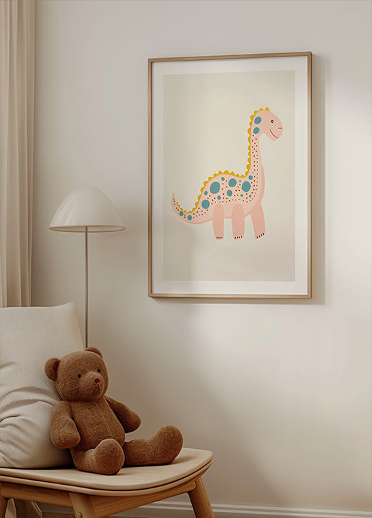 Happy Spotted Dino Plakat - Posterbox.dk
