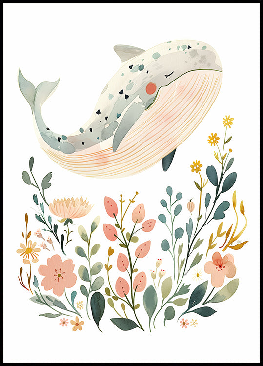 Happy Whale Plakat - Posterbox.dk