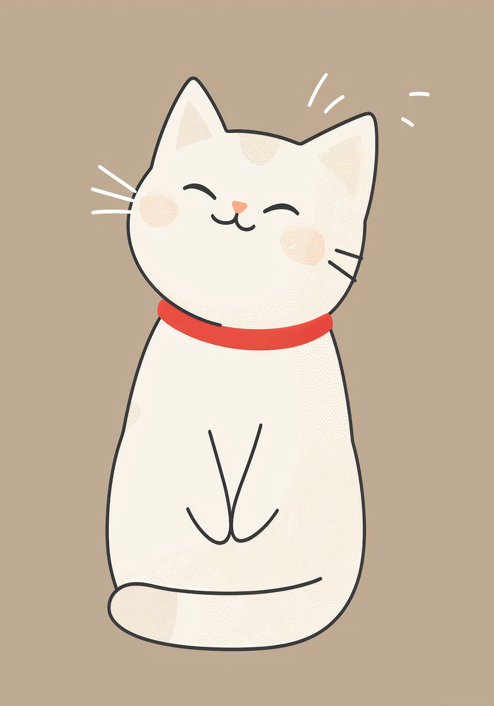 Happy White Cat Plakat - Posterbox.dk