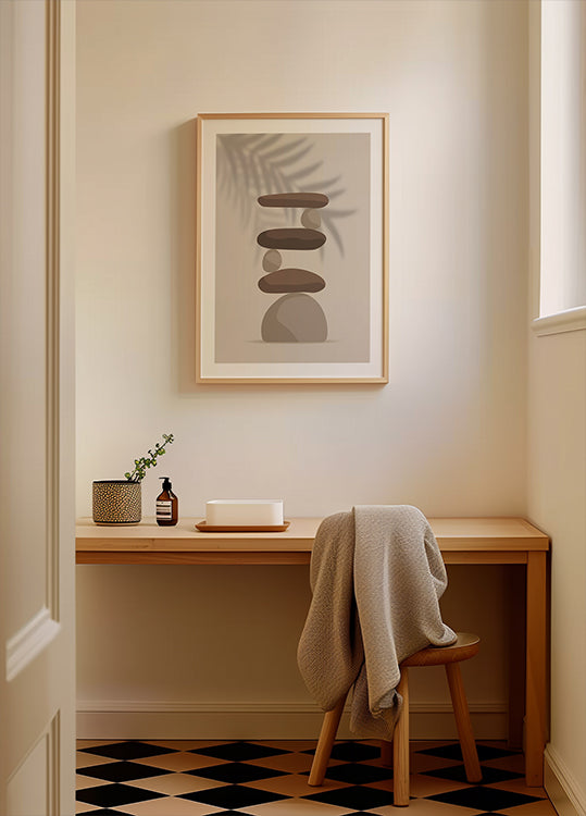 Harmony 2, Zen Balancing Stones and Shadow Plakat - Posterbox