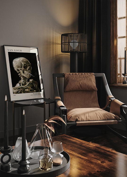 Head of a Skeleton with a Burning Cigarette Plakat - Posterbox.dk