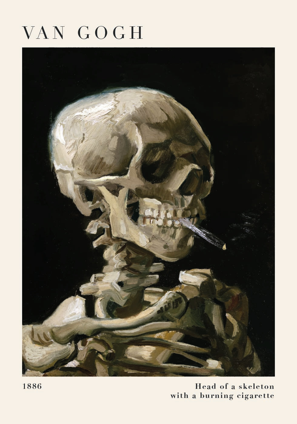 Head of a Skeleton with a Burning Cigarette Plakat - Posterbox.dk