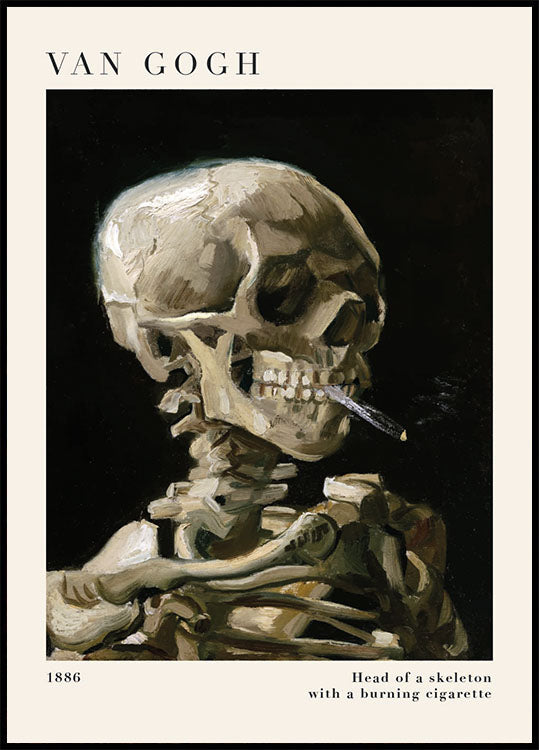 Head of a Skeleton with a Burning Cigarette Plakat - Posterbox.dk
