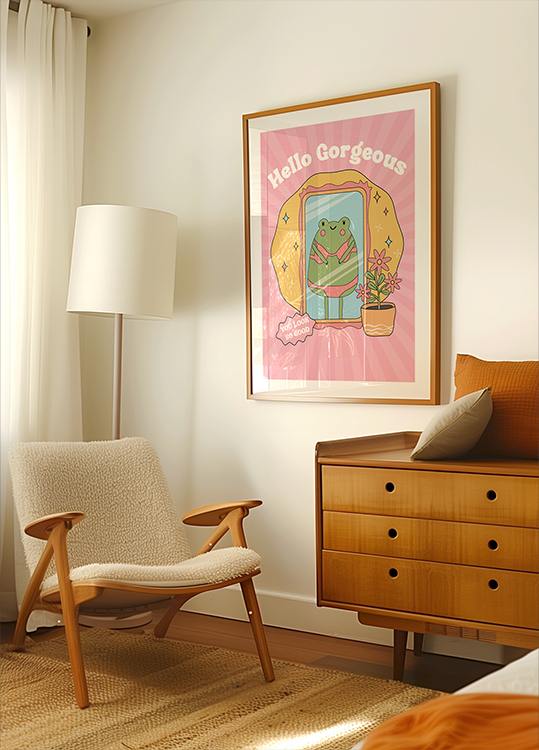 Hello Gorgeous Frog Plakat - Posterbox.dk