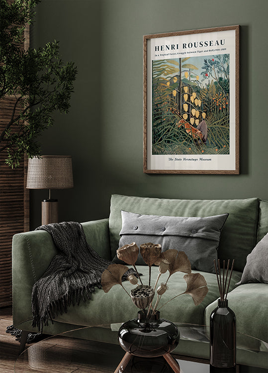 Henri Rousseau - In a Tropical Forest.Struggle between Tiger and Bull  Plakat - Posterbox.dk