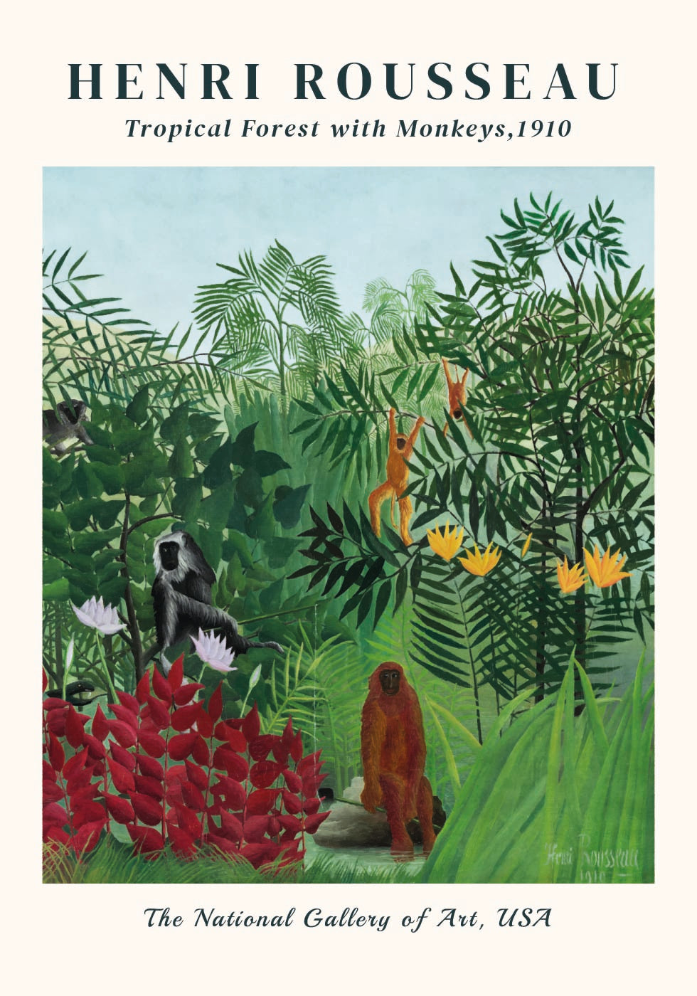 Henri Rousseau - Tropical Forest with Monkeys Plakat - Posterbox.dk