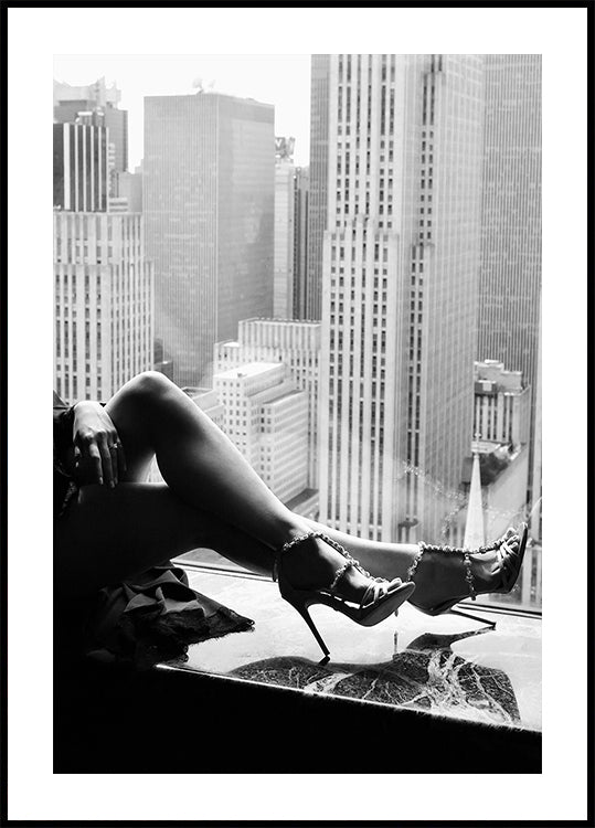 High Heels, City Skyline Black and White Fashion Plakat - Posterbox.dk