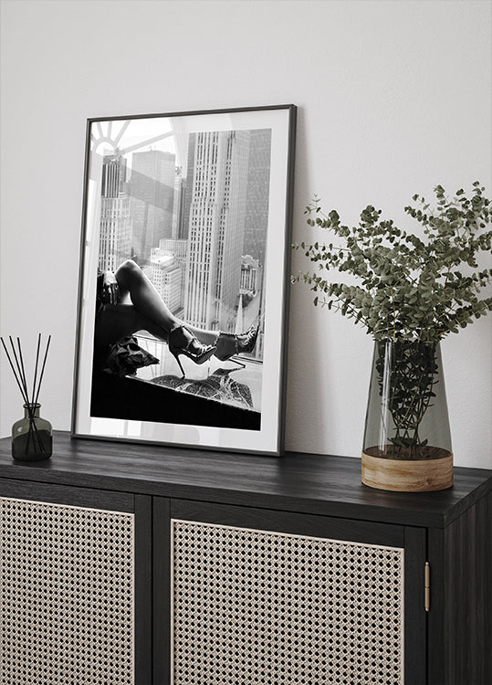 High Heels, City Skyline Black and White Fashion Plakat - Posterbox.dk