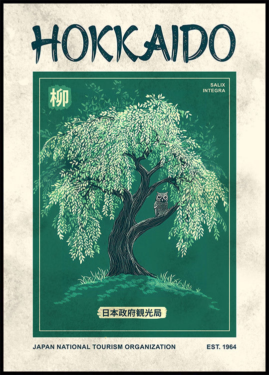 Hokkaido Harmony, Willow Tree and Owl Plakat - Posterbox.dk