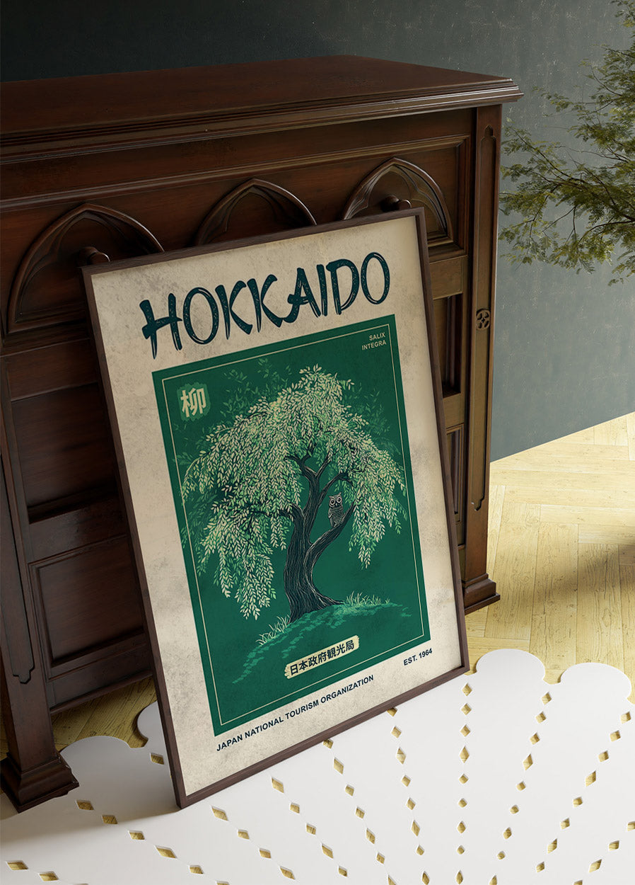 Hokkaido Harmony, Willow Tree and Owl Plakat - Posterbox.dk