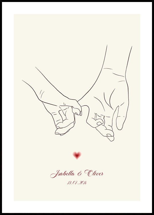 Holding Hands Personalized Plakat - Posterbox.dk