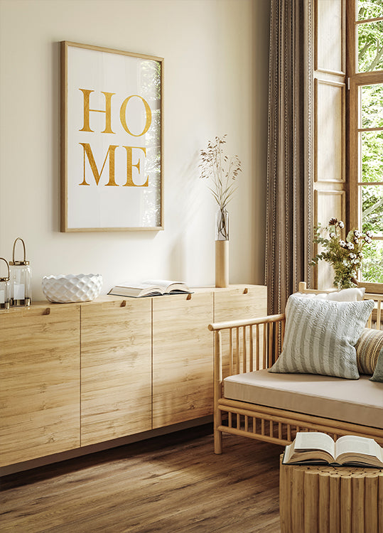 Home Gold Typography Plakat - Posterbox.dk