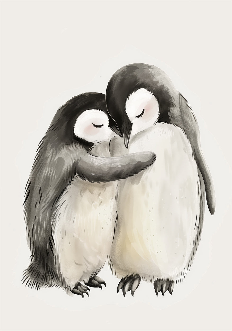 Hugging Baby Penguins Plakat - Posterbox.dk