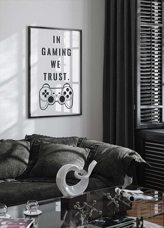 In Gaming We Trust, Controller Quote Print Plakat - Posterbox.dk