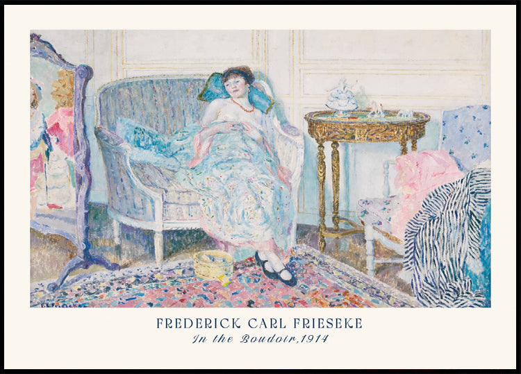 In the Boudoir Feminine Interior Impressionist, Frederick Carl Frieseke 1914 Plakat - Posterbox.dk
