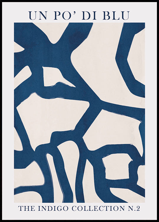 Indigo Flow, Abstract Shapes in Blue and White Plakat - Posterbox.dk