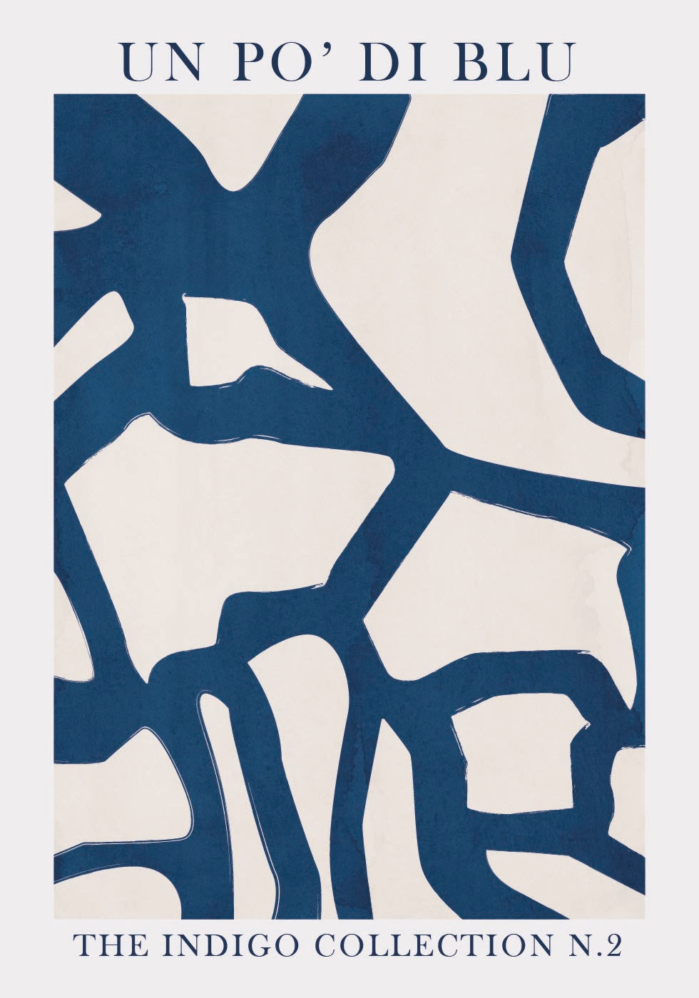 Indigo Flow, Abstract Shapes in Blue and White Plakat - Posterbox.dk