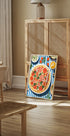 Italian Pizza, Tomato Parsley Topping, Striped Table Plakat - Posterbox.dk