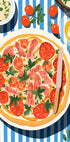Italian Pizza, Tomato Parsley Topping, Striped Table Plakat - Posterbox.dk