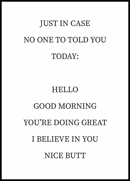 Just In Case motivation Plakat - Posterbox.dk