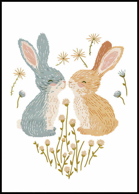 Kissing Bunnies Plakat - Posterbox.dk