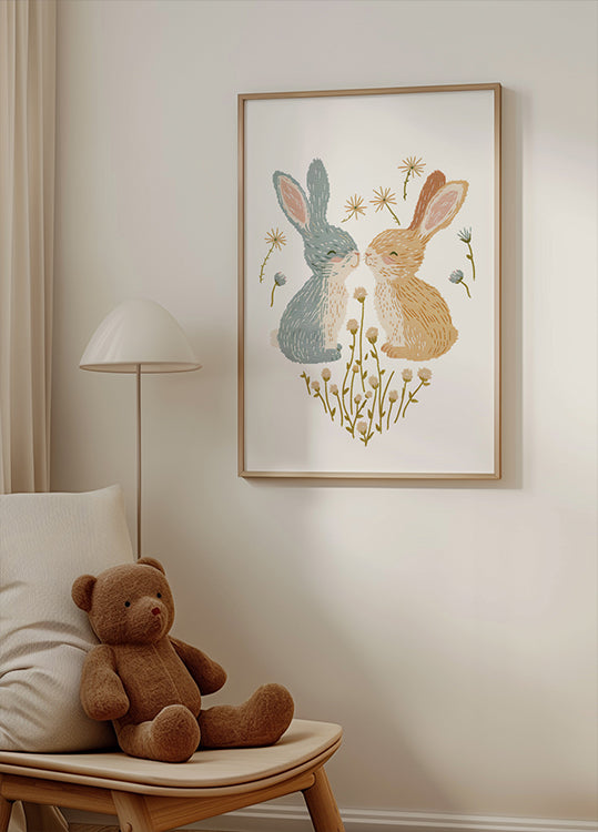 Kissing Bunnies Plakat - Posterbox.dk