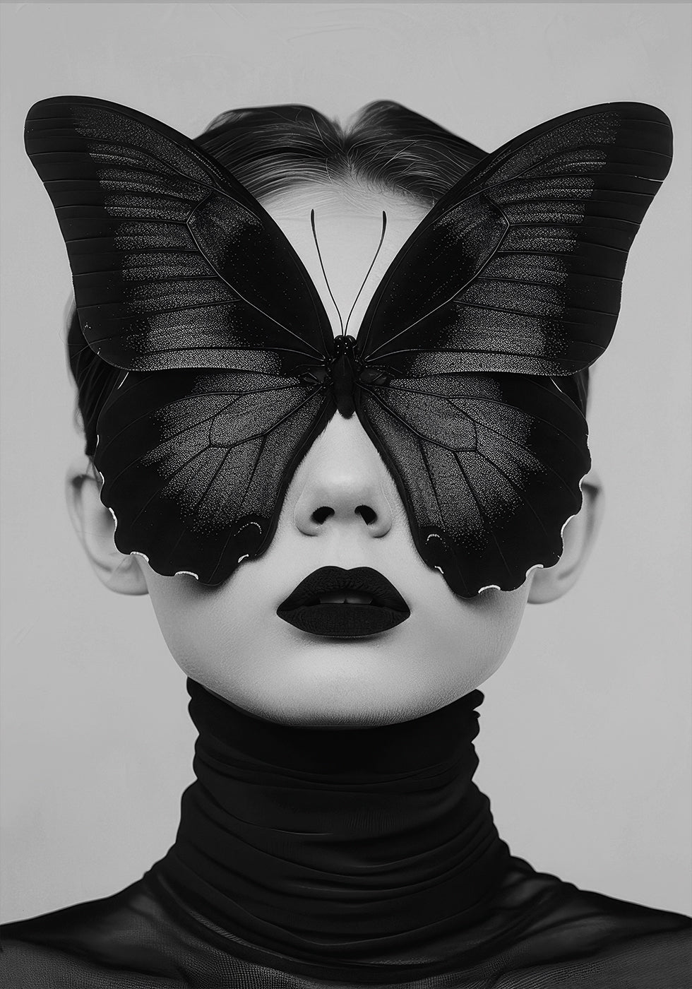 Lady with Black Butterfly Mask Plakat - Posterbox.dk