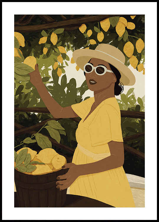 Lemon Garden Woman, Summer Citrus Harvest Plakat - Posterbox.dk