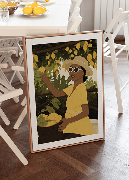 Lemon Garden Woman, Summer Citrus Harvest Plakat - Posterbox.dk