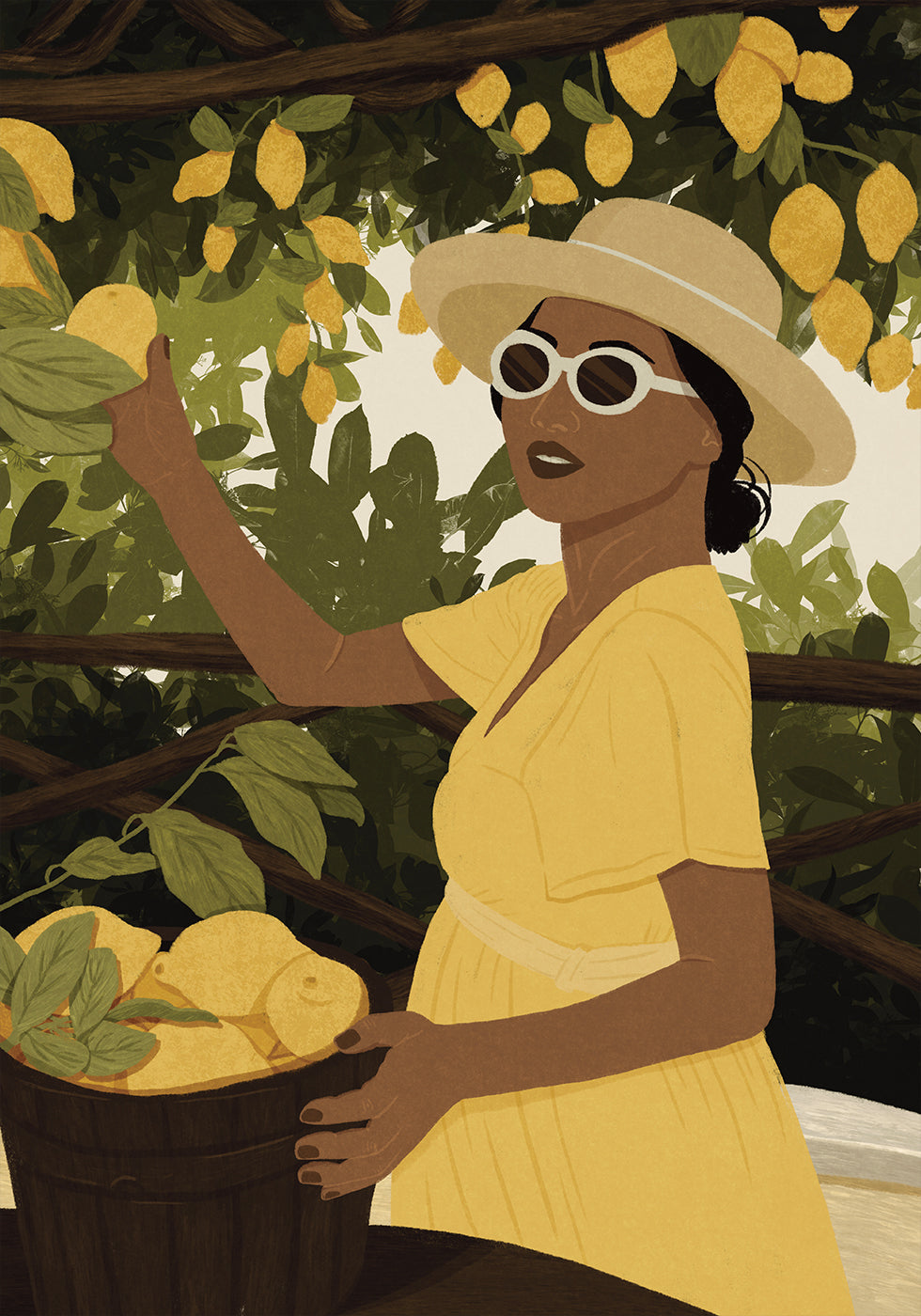 Lemon Garden Woman, Summer Citrus Harvest Plakat - Posterbox.dk