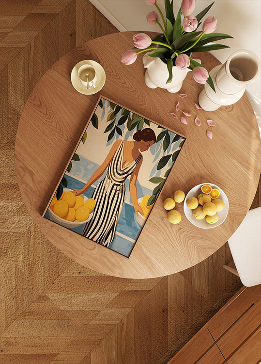 Lemon Lady, Striped Dress, Coastal Glamour Plakat - Posterbox.dk