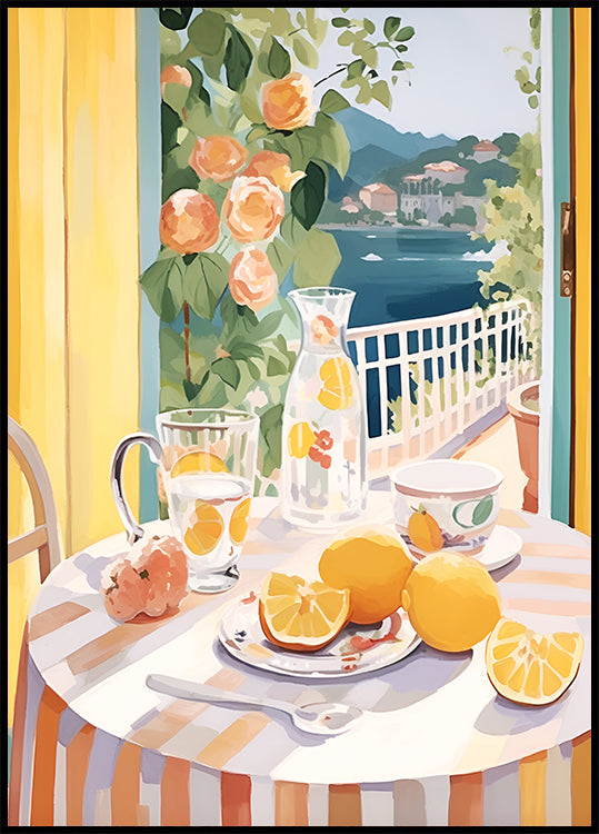 Lemon Morning on the Terrace, Mediterranean Summer Plakat - Posterbox.dk