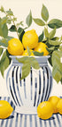 Lemons in a Striped Vase, Mediterranean Still Life Plakat - Posterbox.dk