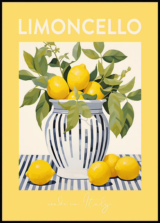 Limoncello Lemons Print, Italian Citrus Art, Yellow Gallery Wall Plakat - Posterbox.dk